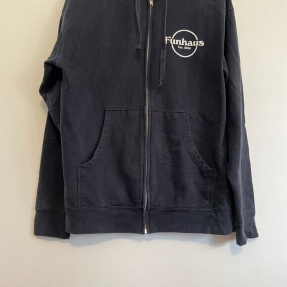 ROOSTER TEETH FUNHAUS Mens Navy Blue Double Sided Full Zip Hoodie Sweatshirt M - Picture 4 of 15